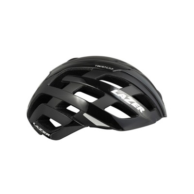 Capacete de ciclismo preto LAZER com várias aberturas e texto branco