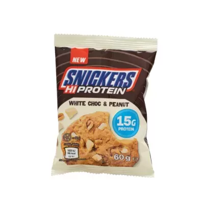 Embalagem de biscoito Snickers Hi Protein White Choc & Peanut