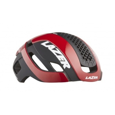 Capacete de ciclismo vermelho e preto LAZER com textura de favo de mel