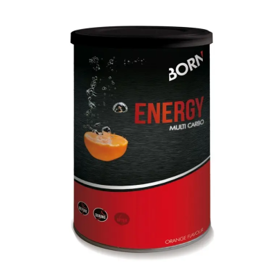 Frasco de suplemento energético com sabor a laranja