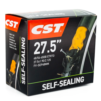 Embalagem de câmara de ar CST 27.5 SELF-SEALING para bicicleta com imagem de vedante amarelo