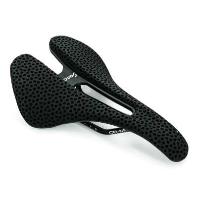 Selim de bicicleta preto perfurado com ranhura central