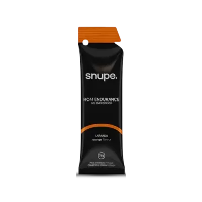 Sache preto e laranja de gel energético Snupe HC41 Endurance sabor laranja