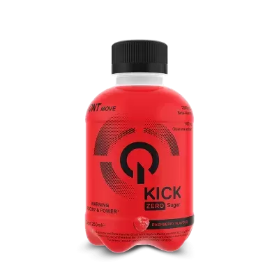 Garrafa de bebida energética KICK ZERO Sugar sabor framboesa