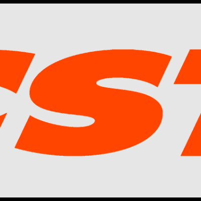 Logótipo CST laranja em fundo cinza