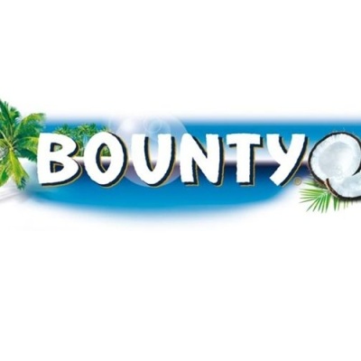 Logotipo BOUNTY com palmeira e coco partido