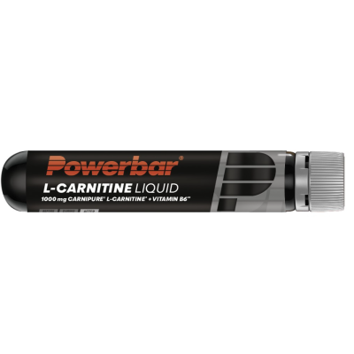 Frasco preto cilíndrico de suplemento Powerbar L-CARNITINE LIQUID