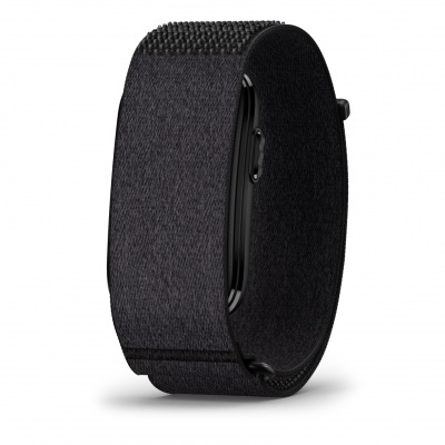 Pulseira preta para relógio inteligente com tecido trançado e fecho velcro