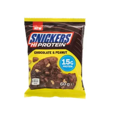 Pacote de biscoito Snickers Hi Protein Chocolate & Peanut 60 g