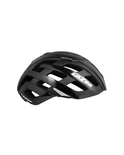 Capacete de ciclismo preto LAZER com várias aberturas e texto branco