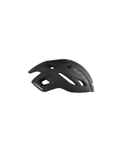Capacete de bicicleta preto aerodinâmico com orifícios e logo LAZER