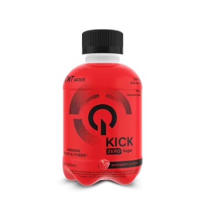 Garrafa de bebida energética KICK ZERO Sugar sabor framboesa
