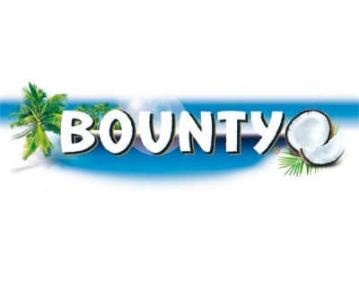 Logotipo BOUNTY com palmeira e coco partido