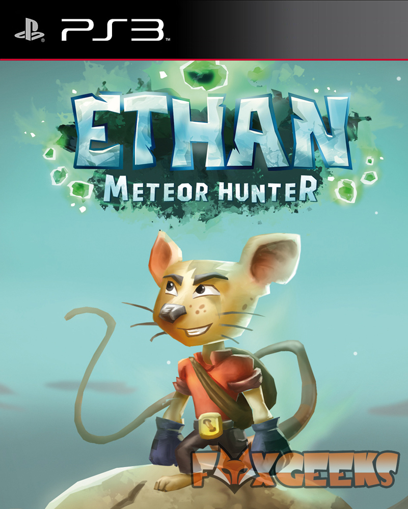 Capa do jogo ETHAN METEOR HUNTER para PS3 com personagem rato antropomórfico.