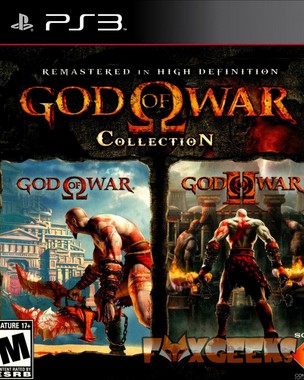 Capa do jogo God of War Collection para PS3 mostrando Kratos em dois cenários distintos