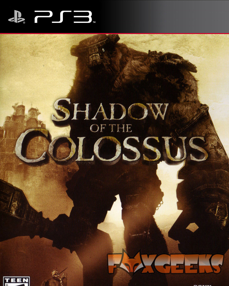 Capa do jogo Shadow of the Colossus para PS3 com imagem de um gigante colosso.