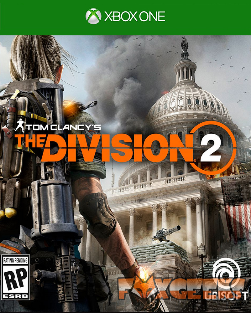 Capa do jogo Xbox One Tom Clancy's The Division 2 com personagem armado e Capitólio em Washington no fundo