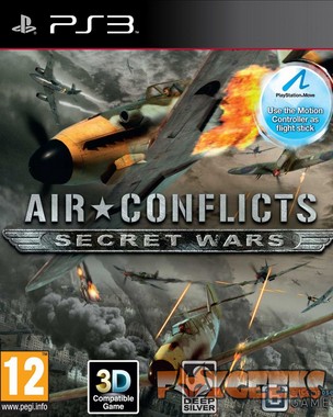 Capa do jogo Air Conflicts Secret Wars para PS3 com aviões de combate em cenário de guerra aérea.
