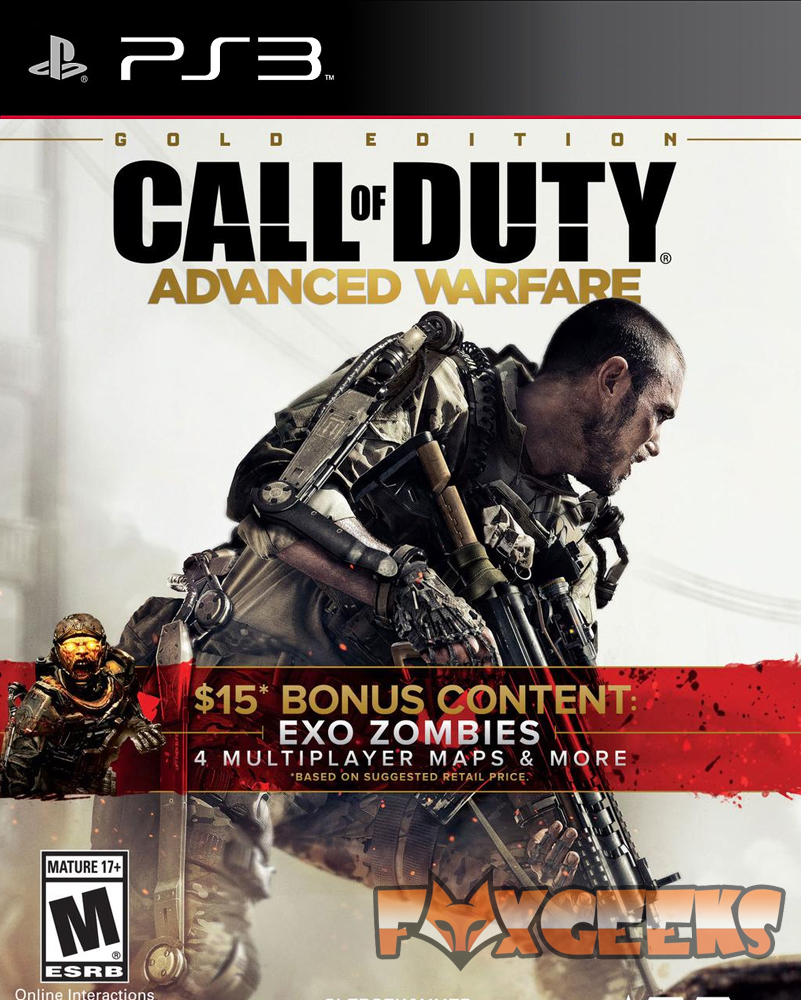 Capa do videojogo Call of Duty Advanced Warfare Gold Edition para PS3 com personagem militar armado