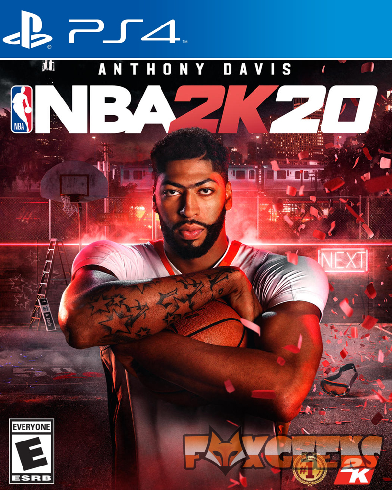 Capa do jogo PS4 NBA 2K20 com Anthony Davis segurando bola de basquete