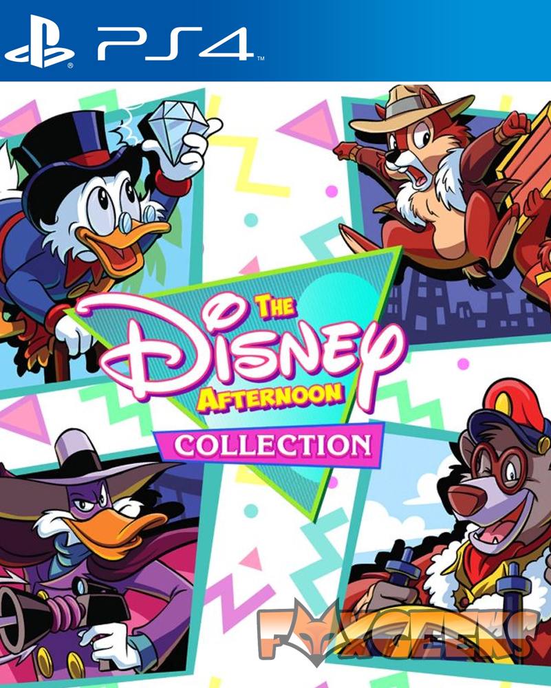 Capa do jogo PS4 The Disney Afternoon Collection com personagens Disney animados coloridos