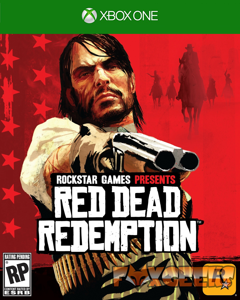 Capa do jogo Red Dead Redemption Xbox One com homem armado e fundo vermelho