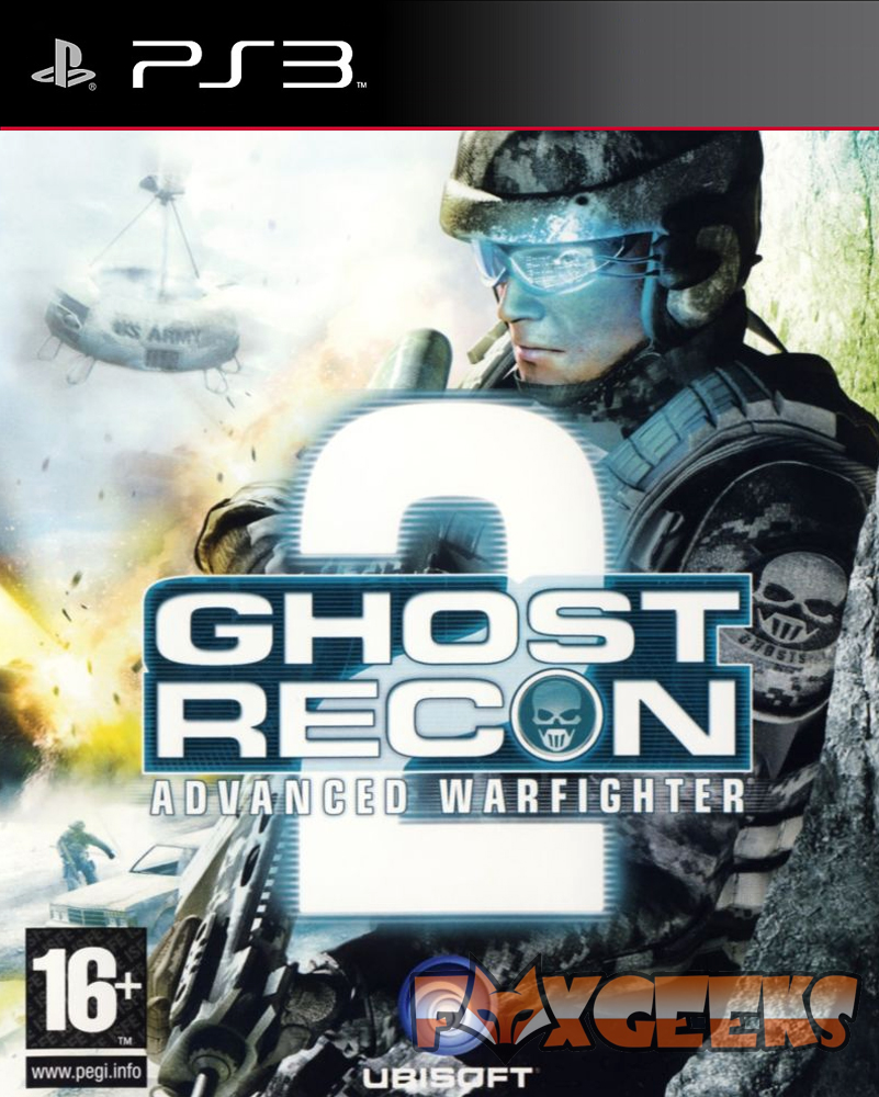 Capa do jogo Ghost Recon 2 Advanced Warfighter para PS3 com soldado e helicopter
