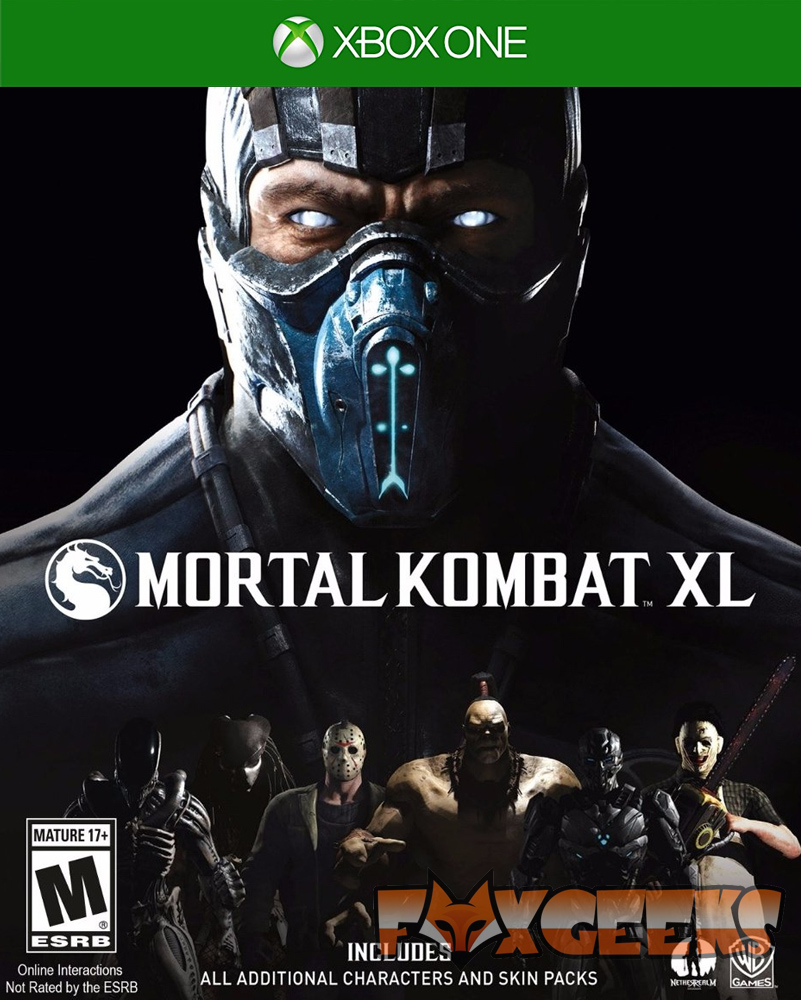 Capa do jogo Mortal Kombat XL para Xbox One com personagem mascarada e outros lutadores