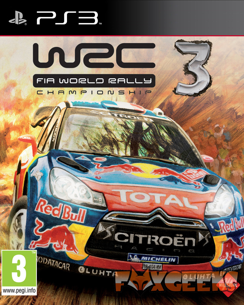 Capa do jogo PS3 WRC 3 FIA World Rally Championship com carro de rali Citroën colorido