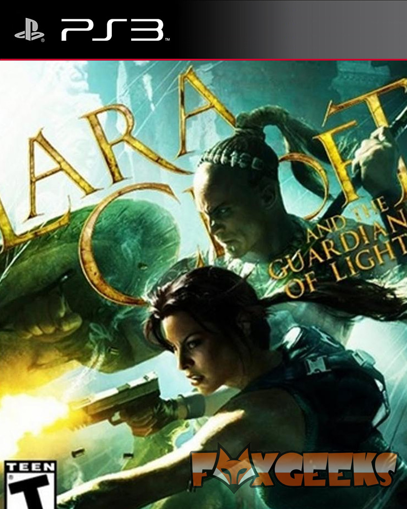 Capa do jogo Lara Croft and the Guardian of Light para PS3 com duas personagens em ação
