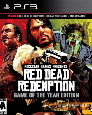 Capa do jogo Red Dead Redemption para PS3 com personagens e texto