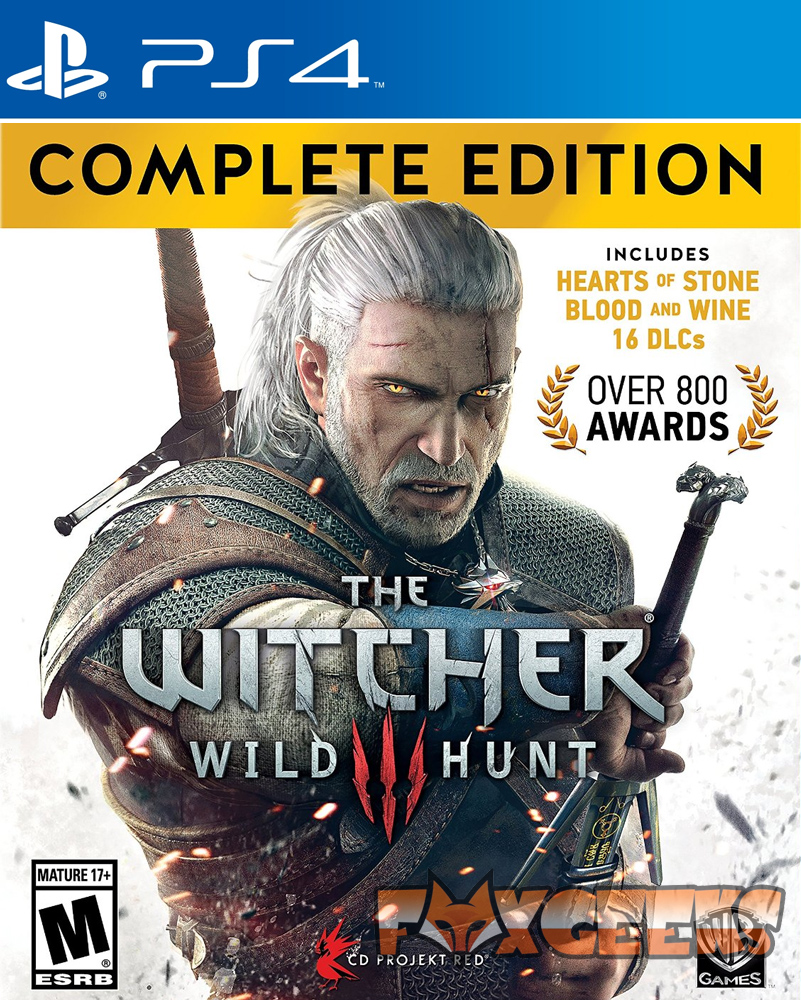 Capa do jogo PS4 The Witcher Wild Hunt Complete Edition com personagem principal