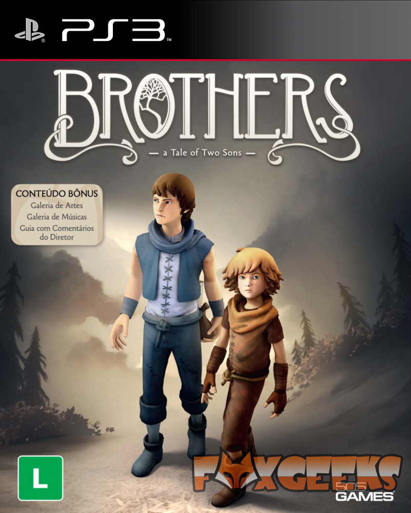 Capa do jogo PS3 Brothers com dois irmãos num cenário de floresta