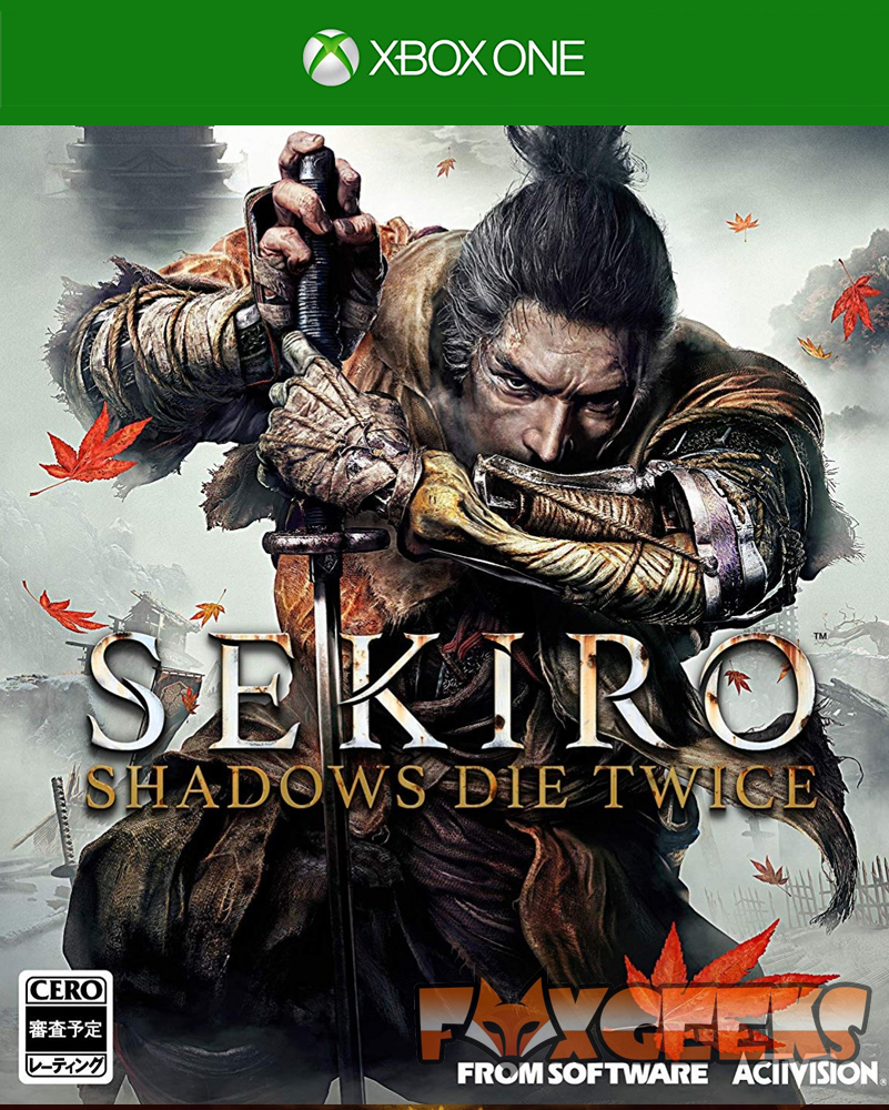 Capa do jogo Xbox One Sekiro Shadows Die Twice com samurai e folhas vermelhas