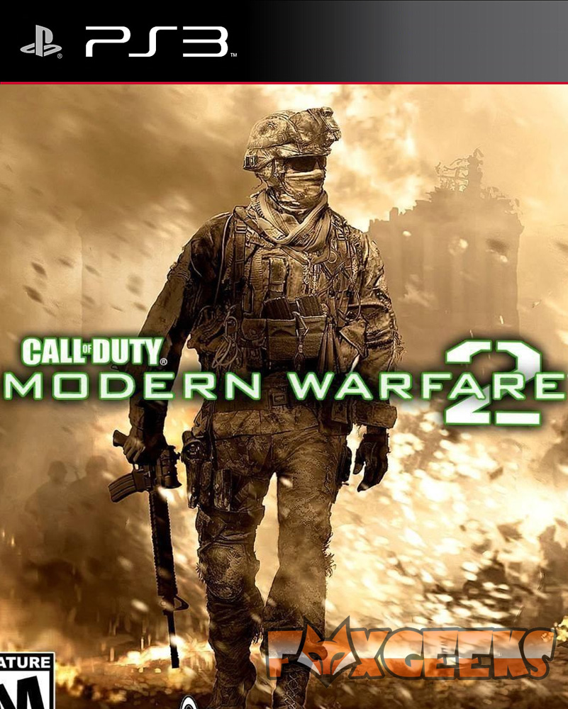 Capa de videojogo Call of Duty Modern Warfare 2 para PS3 com soldado camuflado em ambiente de guerra