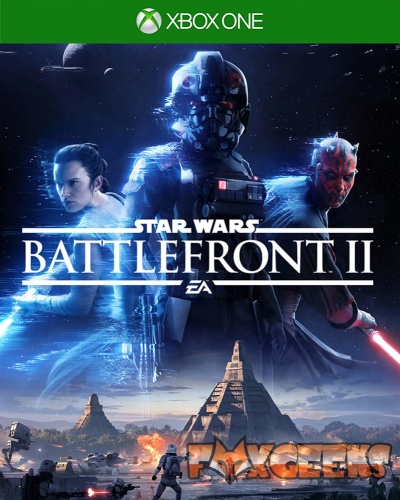 Capa do jogo Star Wars Battlefront II para Xbox One com personagens e cenário de batalha