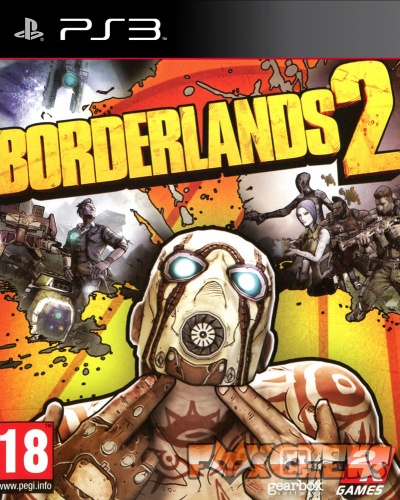 Capa do jogo Borderlands 2 para PS3 com personagem mascarado e fundo laranja