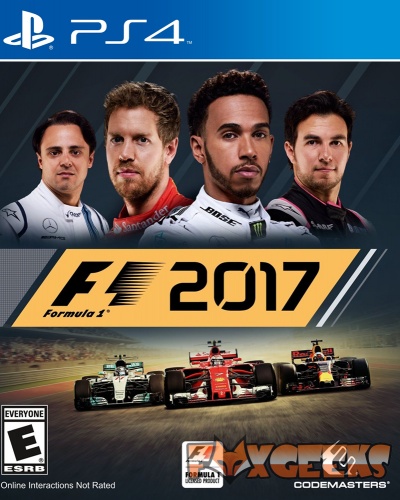 Capa do jogo PS4 F1 2017 com pilotos e carros de Fórmula 1