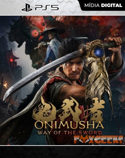 Capa do jogo digital PS5 Onimusha Way of the Sword com personagem e espada