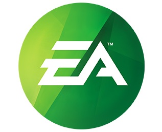 Logótipo EA branco em círculo verde com gradiente