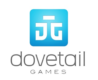 Logotipo da Dovetail Games com ícone azul e texto cinzento