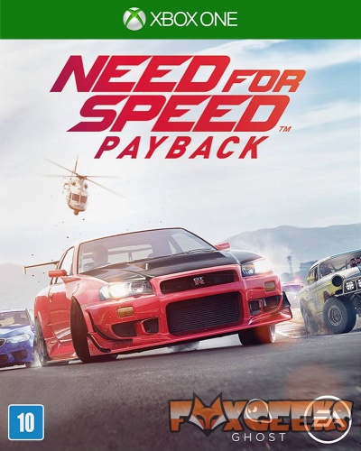 Capa do jogo Need for Speed Payback para Xbox One com carros em alta velocidade