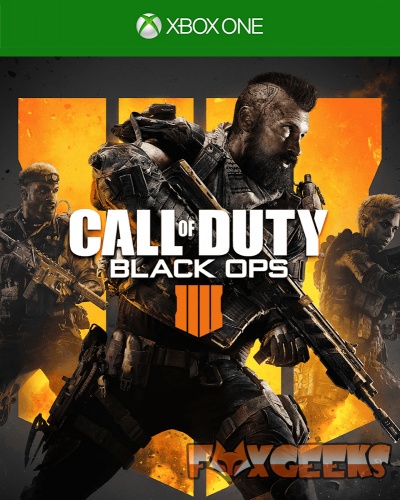 Capa do jogo Call of Duty Black Ops para Xbox One com soldados armados e fundo laranja