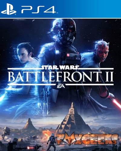Capa do jogo Star Wars Battlefront II para PS4 com personagens e pirâmide ao fundo