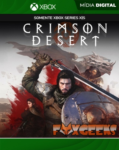 Capa digital do jogo Crimson Desert para Xbox Series X|S com personagens medievais em armaduras.