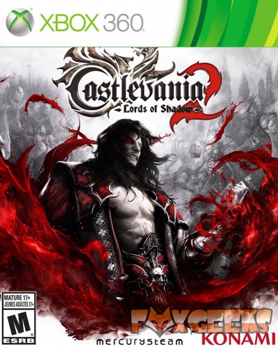 Capa do jogo Castlevania Lords of Shadow para Xbox 360 com personagem e logos