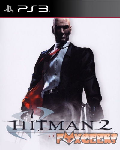 Capa do jogo PS3 Hitman 2 Silent Assassin com homem de fato e gravata vermelha