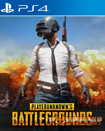 Capa do jogo PlayerUnknown's Battlegrounds para PS4 com personagem e explosão ao fundo