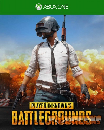 Capa do jogo PLAYERUNKNOWN'S BATTLEGROUNDS para Xbox One com personagem e explosão ao fundo