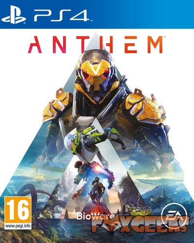 Capa do jogo PS4 Anthem com personagem robótico em armadura laranja